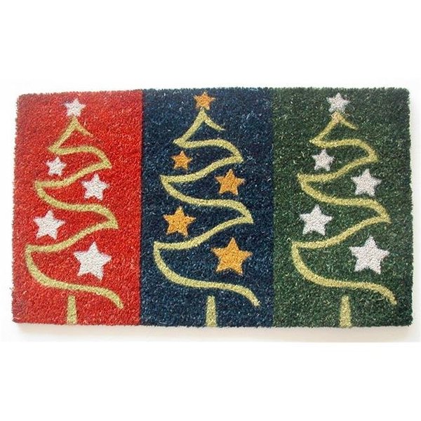 Geo Crafts Geo Crafts G600 Holiday Trees 18 x 30 PVC Christmas Printed Coco Doormat G600 HOLIDAY TREES